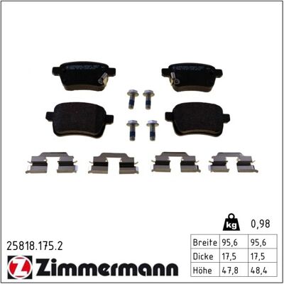 Zimmermann Bremsbelagsatz, Scheibenbremse 258181752 Hinterachse Für Fiat Zimmermann Bremsbelagsatz, Scheibenbremse 258181752 Hinterachse Für Fiat