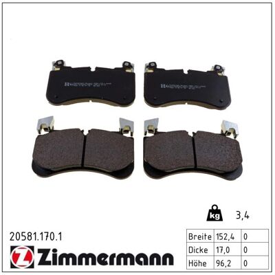 Zimmermann 20581.170.1 Bremsbeläge - Bremssystem Zimmermann 20581.170.1 Bremsbeläge - Bremssystem