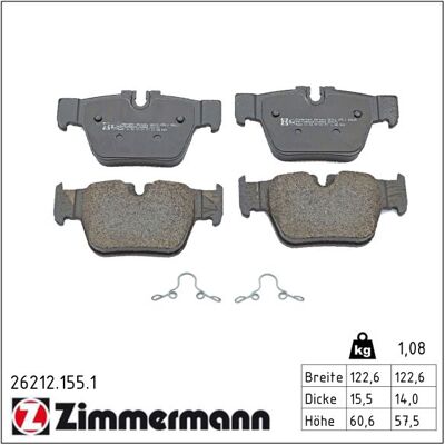 Zimmermann Bpbm700 - Hinterachse Bremsbeläge für BMW 1, 2, X2, Mini Zimmermann Bpbm700 - Hinterachse Bremsbeläge für BMW 1, 2, X2, Mini