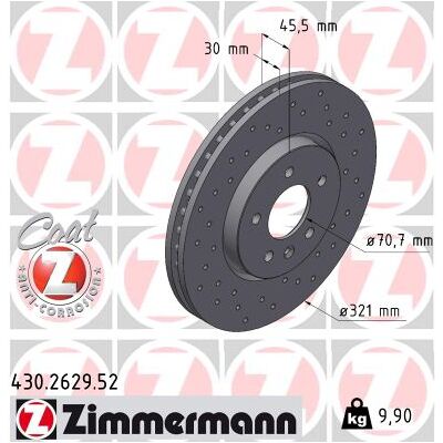 Zimmermann Bremsscheibe 430262952 Vorderachse Gelocht 321mm 30mm Für Opel Gm Zimmermann Bremsscheibe 430262952 Vorderachse Gelocht 321mm 30mm Für Opel Gm