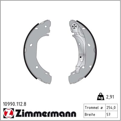 Zimmermann Bremsbacken-Set - Lockheed-System, 254mm, Mit Hebel Zimmermann Bremsbacken-Set - Lockheed-System, 254mm, Mit Hebel