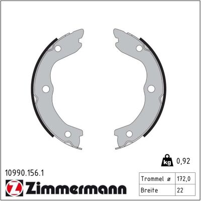 Zimmermann 10990.156.1 - Bremsbacken-Set für Trommelbremsen Zimmermann 10990.156.1 - Bremsbacken-Set für Trommelbremsen