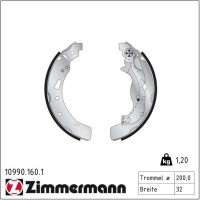 Zimmermann Mazda 2 Bremsbacken - 200mm Durchmesser, Mit Hebel Zimmermann Mazda 2 Bremsbacken - 200mm Durchmesser, Mit Hebel