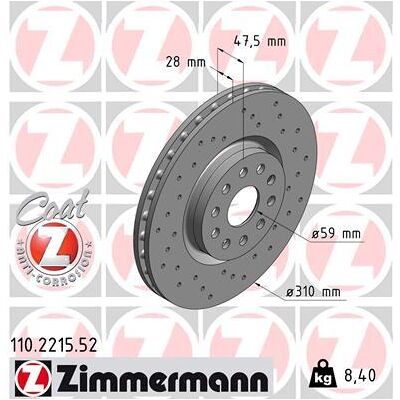 Zimmermann Bremsscheibe Sport Coat Z 110221552 Vorderachse Gelocht 310mm 28mm Für Alfa Romeo Zimmermann Bremsscheibe Sport Coat Z 110221552 Vorderachse Gelocht 310mm 28mm Für Alfa Romeo