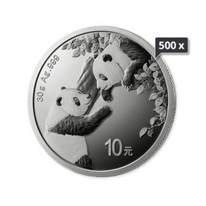 500 x 1 Unze Silber China Panda 2023