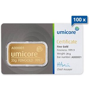 100 x 20 g Goldbarren Umicore