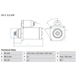 BOSCH 0 986 021 480 Starter - 24V, 5,5kW, Rechtsdrehend, Freitragendes Zahnrad BOSCH 0 986 021 480 Starter - 24V, 5,5kW, Rechtsdrehend, Freitragendes Zahnrad