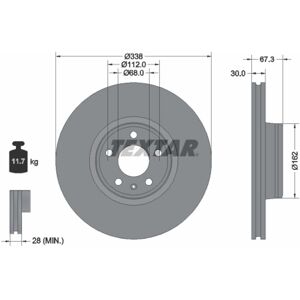 TEXTAR A6 C8 Bremsscheibe - Belüftet 112x338mm TEXTAR A6 C8 Bremsscheibe - Belüftet 112x338mm