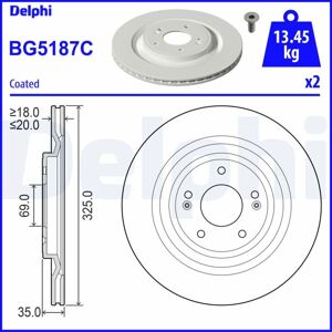 DELPHI BG5187C Belüfteter Bremsscheibe - Belüftet - 325mm Durchmesser - 20mm Dicke DELPHI BG5187C Belüfteter Bremsscheibe - Belüftet - 325mm Durchmesser - 20mm Dicke