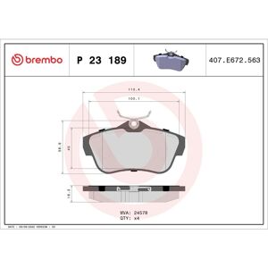 Bremsbelagsatz BREMBO P 23 189, Hinten Bremsbelagsatz BREMBO P 23 189, Hinten