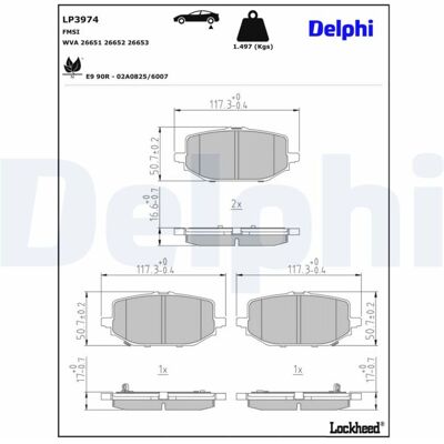 Bremsbelagsatz DELPHI LP3974 Bremsbelagsatz DELPHI LP3974