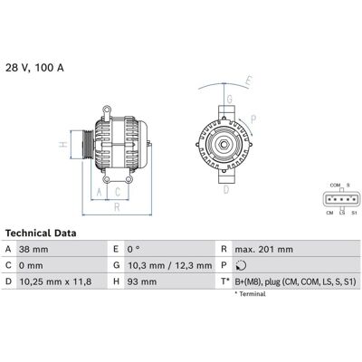Bosch 0 986 084 290 Lichtmaschine - 28V 100A für Mercedes-Benz AROCS Bosch 0 986 084 290 Lichtmaschine - 28V 100A für Mercedes-Benz AROCS