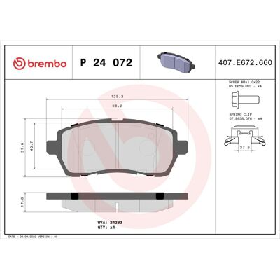 Bremsbelagsatz BREMBO P 24 072, Vorne Bremsbelagsatz BREMBO P 24 072, Vorne