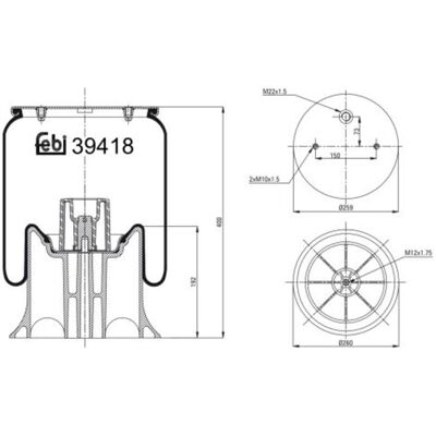 FEBI BILSTEIN Luftfederungsteil - M10 x 1,5, M22 x 1,5, 259/260mm FEBI BILSTEIN Luftfederungsteil - M10 x 1,5, M22 x 1,5, 259/260mm