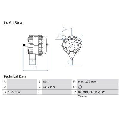 BOSCH 0 986 047 210 Generator - 14V 150A für Mercedes-Benz: ATEGO, UNIMOG BOSCH 0 986 047 210 Generator - 14V 150A für Mercedes-Benz: ATEGO, UNIMOG