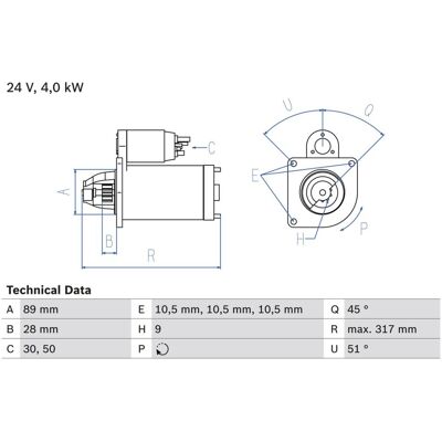 Bosch 0 986 021 000 Überholter Anlasser - Starter Bosch 0 986 021 000 Überholter Anlasser - Starter