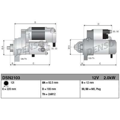 DENSO DSN2103 - Starter - 12 Zähne, 12V, OE-Qualität DENSO DSN2103 - Starter - 12 Zähne, 12V, OE-Qualität