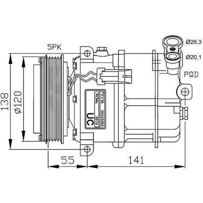 NRF Klimakompressor PXV16 - 120mm Riemenscheibe NRF Klimakompressor PXV16 - 120mm Riemenscheibe