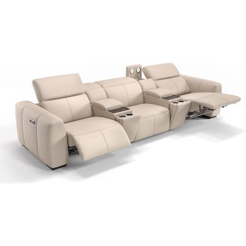 sofanella Leder Relaxsofa MILLESIMO + Sitzheizung 3-Sitzer Kinosofa 340x76x114cm Beige