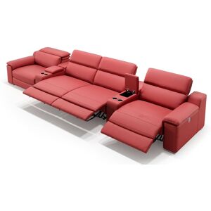 sofanella Leder Kinosessel Kinosofa MACELLO 4er 408x110x78cm rot