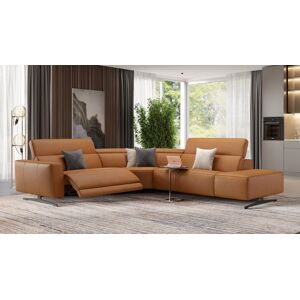 sofanella Ledersofa ALESSO mit Sitzverstellung Ecksofa 286x74x108cm orange