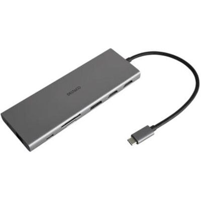 Deltaco USB-C 12-in-1 Dockingstation - 4K UHD, 85W, Silber Deltaco USB-C 12-in-1 Dockingstation - 4K UHD, 85W, Silber