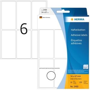 HERMA Vielzwecketiketten 34 x 67 mm, weiß, permanent haftend, zur Handbeschriftung HERMA Vielzwecketiketten 34 x 67 mm, weiß, permanent haftend, zur Handbeschriftung