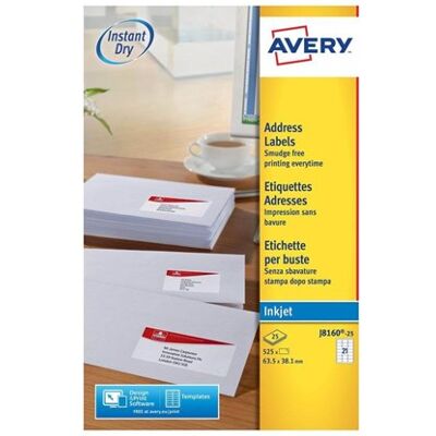 Avery - address labels - 525 labels - 635 x 381 mm Avery - address labels - 525 labels - 635 x 381 mm