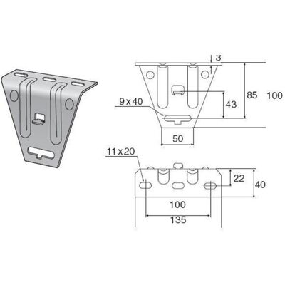 Schneider Electric WIBE GROUP Befestigungswinkel - Höhe 100 mm, Breite 135 mm, Tiefe 40 mm Schneider Electric WIBE GROUP Befestigungswinkel - Höhe 100 mm, Breite 135 mm, Tiefe 40 mm