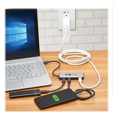Eaton Tripp Lite series 4-Port USB-C Hub USB 32 Gen 2 10 Gbps 4x USB-C Ports 100W PD Charging Thunderbolt 3 Compatible Gray USB-Hubs - 4 - Grau Eaton Tripp Lite series 4-Port USB-C Hub USB 32 Gen 2 10 Gbps 4x USB-C Ports 100W PD Charging Thunderbolt 3 Compatible Gray USB-Hubs - 4 - Grau