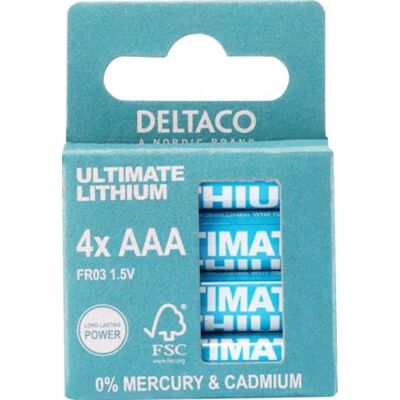 Deltaco Ultimate Lithium Batteries LR03/AAA - 4-pack Deltaco Ultimate Lithium Batteries LR03/AAA - 4-pack