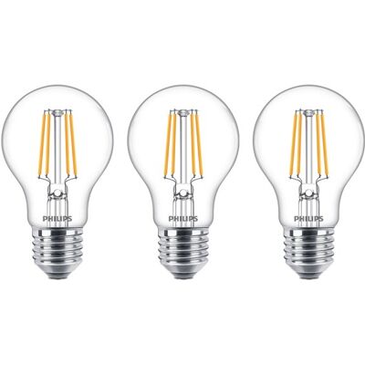 Philips LED-Lampe Classic Standard 4.3W/827 (40W) Clear 3-pack E27 Philips LED-Lampe Classic Standard 4.3W/827 (40W) Clear 3-pack E27