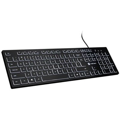 Natec HERRING GLOW - keyboard - slim design low profile full size - QWERTY - US - black Input Device - Tastatur - Englisch US - Schwarz Natec HERRING GLOW - keyboard - slim design low profile full size - QWERTY - US - black Input Device - Tastatur - Englisch US - Schwarz