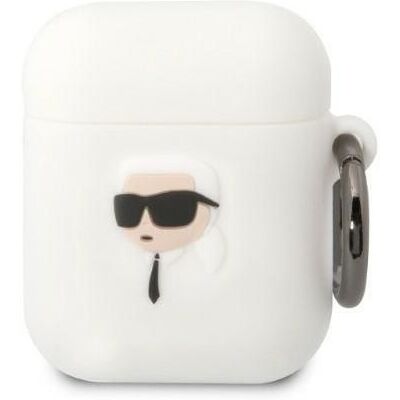 Karl Lagerfeld AirPods 1/2 Silikonhülle - Weiß - Schutzhülle Karl Lagerfeld AirPods 1/2 Silikonhülle - Weiß - Schutzhülle
