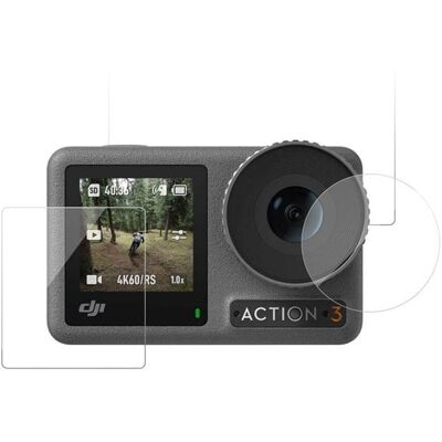 TELESIN Tempered Glass Protector Kit DJI Osmo Action 3 4 Lens Screen TELESIN Tempered Glass Protector Kit DJI Osmo Action 3 4 Lens Screen