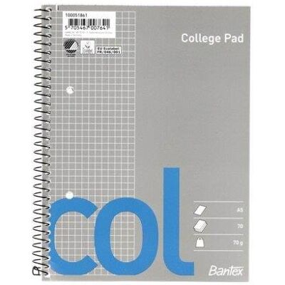 Bantex Col College Pad Squared Punched Holes A5 Bantex Col College Pad Squared Punched Holes A5