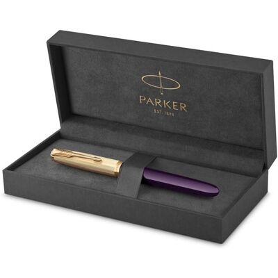 Parker 51 Fller Luxuriser Pflaumenblauer Schaft mit Goldzierteilen Federstrke F in 18k Gold mit schwarzer Tintenpatrone Geschenkbox Parker 51 Fller Luxuriser Pflaumenblauer Schaft mit Goldzierteilen Federstrke F in 18k Gold mit schwarzer Tintenpatrone Geschenkbox
