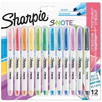 Sharpie S-Note Textmarker & Kreative Markerstifte Schreiben, Malen, Markieren & Mehr geschmischte Pastellfarben 2-in-1 Keilspitze (Breit & Fein) 12 Stück Highlighter Sharpie S-Note Textmarker & Kreative Markerstifte Schreiben, Malen, Markieren & Mehr geschmischte Pastellfarben 2-in-1 Keilspitze (Breit & Fein) 12 Stück Highlighter