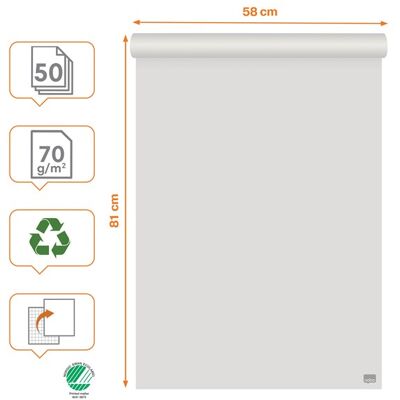 Nobo Premium Flipchart Recycled Paper Pad 600x890mm Reversible Plain or Gridded paper 50 Sheet 70gsm 1 Pack Rolled Nobo Premium Flipchart Recycled Paper Pad 600x890mm Reversible Plain or Gridded paper 50 Sheet 70gsm 1 Pack Rolled