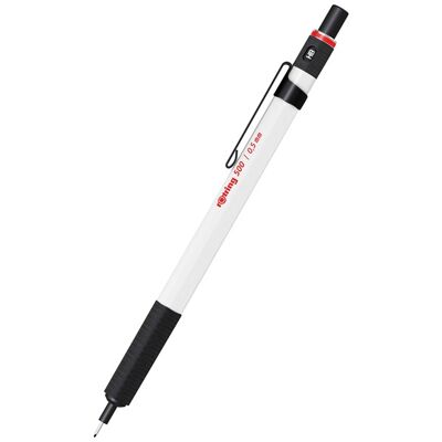 Rotring 500 Mechanical Pencil 05mm HB Lead White hexagonal plastic barrel and non-slip textured metal grip Rotring 500 Mechanical Pencil 05mm HB Lead White hexagonal plastic barrel and non-slip textured metal grip