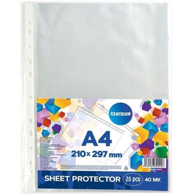 CENTRUM Plastic pocket A4 40 micron 20 pcs. CENTRUM Plastic pocket A4 40 micron 20 pcs.