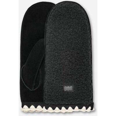 Fäustlinge aus UGG®fluff mit Muschelrand für Damen in Black, Größe S/M, Leder/Fleece Fäustlinge aus UGG®fluff mit Muschelrand für Damen in Black, Größe S/M, Leder/Fleece