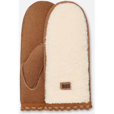 Fäustlinge aus UGG®fluff mit Muschelrand für Damen in Nimbus, Größe S/M, Leder/Fleece Fäustlinge aus UGG®fluff mit Muschelrand für Damen in Nimbus, Größe S/M, Leder/Fleece