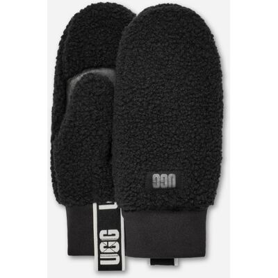 Fäustlinge aus UGG®fluff mit Logo-Tape für Damen in Black, Größe L/XL, Fleece Fäustlinge aus UGG®fluff mit Logo-Tape für Damen in Black, Größe L/XL, Fleece