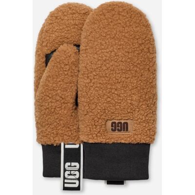 Fäustlinge aus UGG®fluff mit Logo-Tape für Damen in Brown, Größe L/XL, Fleece Fäustlinge aus UGG®fluff mit Logo-Tape für Damen in Brown, Größe L/XL, Fleece