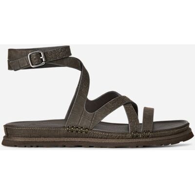 UGG® GoldenGaze geprägte Sandale mit Knöchelriemen für Damen in Dense Smoke, Größe 38, Leder UGG® GoldenGaze geprägte Sandale mit Knöchelriemen für Damen in Dense Smoke, Größe 38, Leder