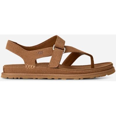UGG® GoldenGaze Zehentrenner-Sandale für Damen in Brown, Größe 39, Wildleder UGG® GoldenGaze Zehentrenner-Sandale für Damen in Brown, Größe 39, Wildleder