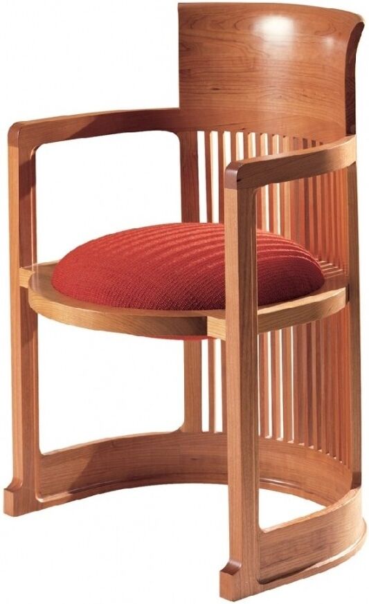 Kasa-store Neuauflage des barrel armchair von frank lloyd wright in massiver kirsche