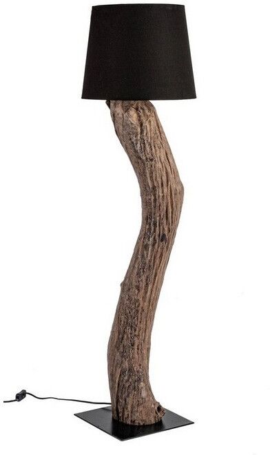 Kleta stehlampe von bizzotto, säule aus recyceltem holz, baumwollschirm