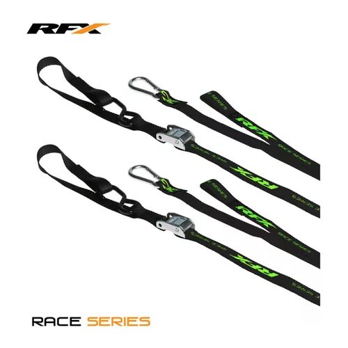 Spanngurte RFX Race Series 1,0 schwarz / grün mit Schlaufe und Karabinerhaken